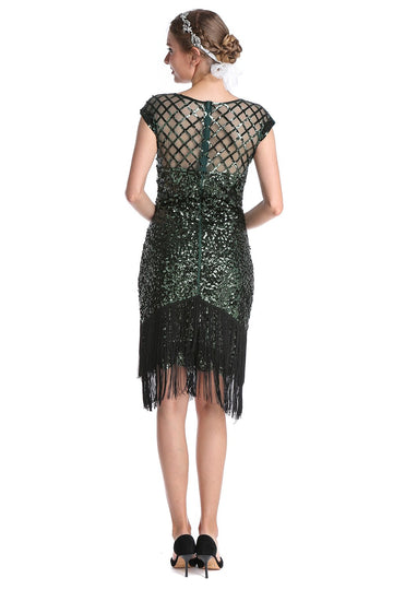 Abito da paillettes verde scuro anni '20